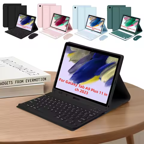 For Samsung Galaxy Tab A9+ 11 Inch Case with Bluetooth-Compatible Keyboard Cover Auto Sleep/Wake Key