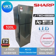 SHARP 320L J-TECH INVERTER 2 Door Fridge SJ326MSS Refrigerator Peti Sejuk Peti Ais