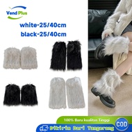 Fur Leg Warmers Knitted Foot Warmer Winter Furry Long Boot Cuffs Socks Stockings 40cm Leg Warmer Soc