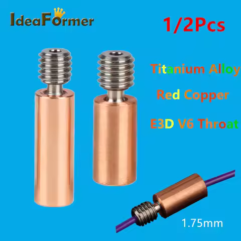 1/2Pcs E3D V6 Throat Titanium Alloy Bi-Metal M6 M7 Red Copper Heatbreak 1.75mm for V6 Hotend Prusa i