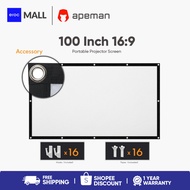 ♞,♘Apeman [PS100] 100 inch 16:9 Portable Projector Screen Wall Mounted Screen for Projector Home Ci
