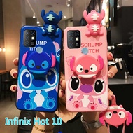 คู่Stitchเคสโทรศัพท์สำหรับ Infinix Hot 10 Hot 10s Hot 10T Hot 10 Play 11 Play Hot11 11S Hot 9 Play Smart 5 Smart6 Smart 4 Smart HD 2021 Note 10 Note 10 Pro ภาพการ์ตูนน่ารักผู้ถือLanyardนุ่มเคสใส่โทรศัพท์