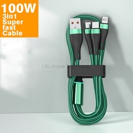 6A  3 in1 nylon braidfor Charger Cable 100W fast charging  for OPPO Reno 15 15F 15Pro 14Pro 13Pro  V