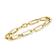 Italian 14kt Yellow Gold Alternating Paper Clip Link Bracelet. 7 inches