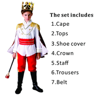 STYLE HAUL King Prince King Cosplay Costume Role Playing Fluffy Kid Crown Cane Party Costume Europea
