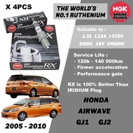 NGK Premium RX Spark Plug - Honda Airwave GJ1 GJ2 1.5L L15A VTEC DOHC 16V ( Year 2005 - 2010 )