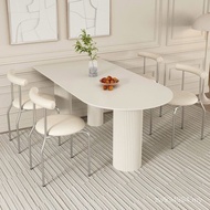 Cream Style Modern Simple Island Table Eating Set Table Semicircle Solid Color Household Slate Small