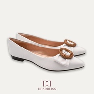 DEAR BLISS Tatiana White Pointed Toe Flats