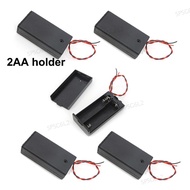 2AA 2XAA 3V Black 2 solts Battery Storage Case Box Holder 2x 1.5V Connector with cover ON/OFF Switch