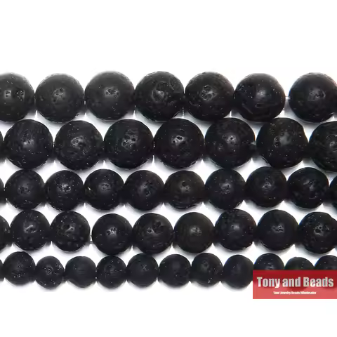 Natural Stone AA Quality Volcano Lava Round Loose Beads 15" Strand 4 6 8 10 12 14MM Pick Size For Je