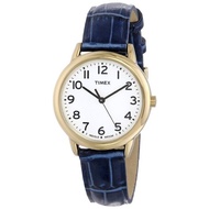 Timex Women's Easy Reader Leather Strap Watch Blue/Gold-Tone