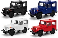 KiNSMART SetOf4 1971 Jeep DJ-5B 5" 1:26 Scale Die Cast Metal Modle Toy Truck Black, White, Red, Blue