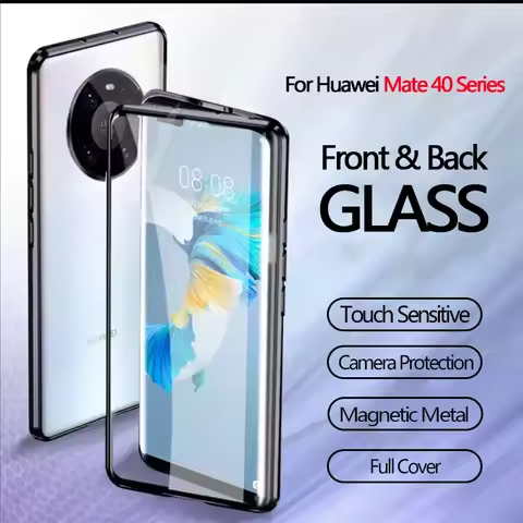 360 Magnetic Metal Adsorption Case For Huawei Mate 60 50 40 RS 30 20X 20 Pro P40 P60 P50 Pro Double 