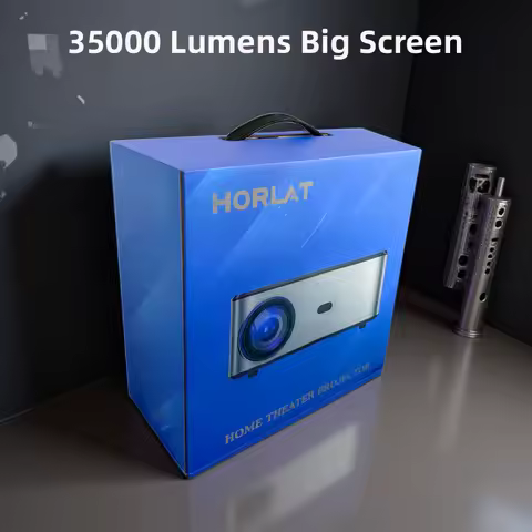HORLAT 35000Lumens LCD Projector Android Beamer 8K Support 1080P Native Dual Band Wifi 6 Auto Focus 