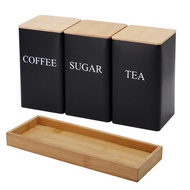 Kitchen Storage Box with Lid Metal Tea Coffee Sugar Storage Jar Countertop Food Container Box Tea Ja