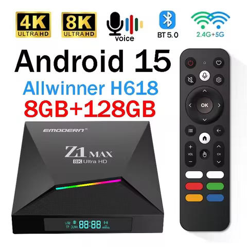 Z1 Max TV Box Android 15 iptv Allwinner H618 Quad Core 4G 5G Dual WiFi HD 8K 4K Media Player BT 5.0 