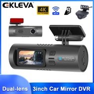 EKLEVA 1.47 inch Mini dash cam Car Recorder HD 4K WiFi Night Vision Car Rearview Mirror 150-degree Wide Angle Dual Lenses Rearview Camera