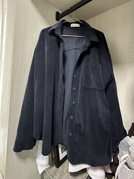 (全新韓國製) 灰黑色燈芯絨外套恤衫