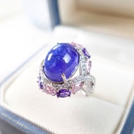11克拉 天然無燒丹泉石 坦桑石 透亮藍紫色光澤 純銀設計訂製款