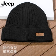 吉普（JEEP）羊毛帽子冬季男户外保暖毛线帽防风潮流护耳针织帽