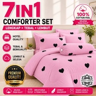 7in1 Cadar Set Queen | Premium Hotel Quality Bedding | 4 Pillowcases + Bolster + Fitted Bedsheet + C