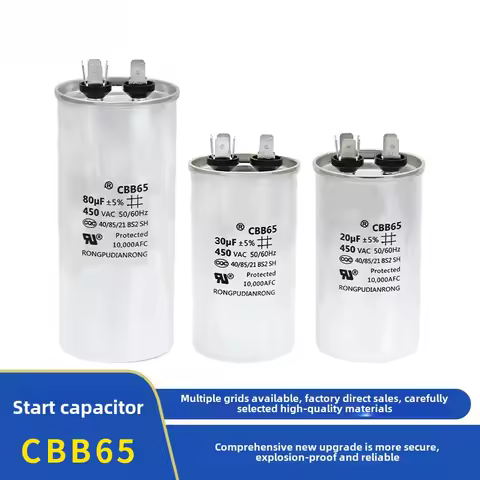CBB65 450V Air Conditioning Compressor Starting Capacitor 6uf 10uf 16uf 20uf 30uf 40uf 50uf 60uf 70u