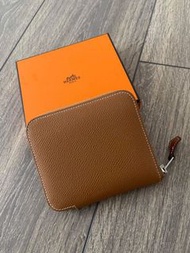 Hermes 金棕色❌粉色圖騰絲巾短夾