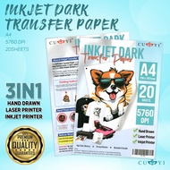 CUYI Inkjet Dark Transfer Paper A4 Size 3in1 Dark Transfer Paper - 20sheets