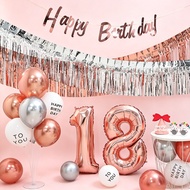 31pcs Rose Gold Happy Birthday Foil Curtain Banner 18th Number Balloons for Birthday Party Decor