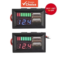 USB 5V 2.4A Car Voltmeter Voltage Detector 12V-24V 3S-7S Lithium Battery Power Indicator Capacity Te