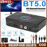 NFC Penerima Audio Bluetooth 5.0 Penerima Audio Nirkabel Adaptor Audio Stereo 3.5Mm Suara Musik AUX 