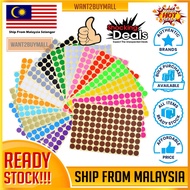 🇲🇾 1 Sheet Round Circle Bulat Dot Self Adhesive Color Label Remark Code Gift Packaging Colour Sticke