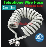 【SG Seller】⭐2m | 3m Telephone Wire Toilet Hose⭐Shower Head Bidet Spray Extendable High Pressure Water Stainless Steel