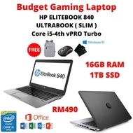 GAMING HP Elitebook 840 Budget Gaming Core i5-4th SSD 14inch Slim ULTRABOOK WINDOW 10 PRO LAPTOP