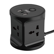 Small Multi-Function Conversion Plug Tower Extension Socket with USB-A x2 + USB Type-C x1 Surge Prot