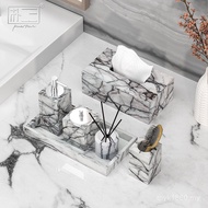 T Tray Wash Bathroom Set Supplies Natural Texture Marble Hotel Washbasin Set Five-Star HEFD