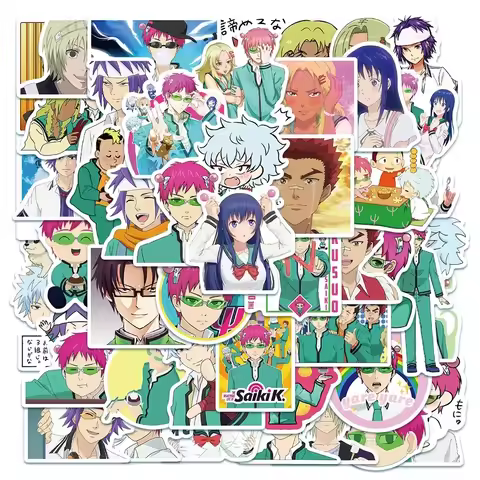 50Pcs The Disastrous Life of Saiki K Stickers Anime Decals Saiki Kusuo Sticker For Laptop Skateboard