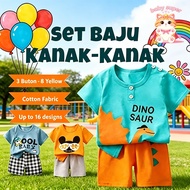 Kids Clothing Set Cotton 3 Months - 6 Years Set Baju Dan Seluar Lengan Pendek Baju Jalan Kanak-Kanak