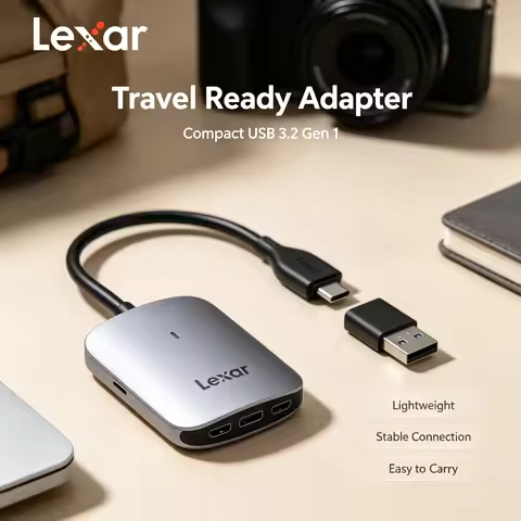 Lexar CFexpress Type A Card Reader 900MB/s Read Portable USB-C to USB-A Adapter for Laptop Backup Bu