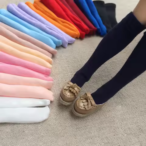 1 Pair Candy Pure Color Knee-High Socks for Blyth, Azone S, OB, Momoko , 1/6 Dolls Accessories Knitt