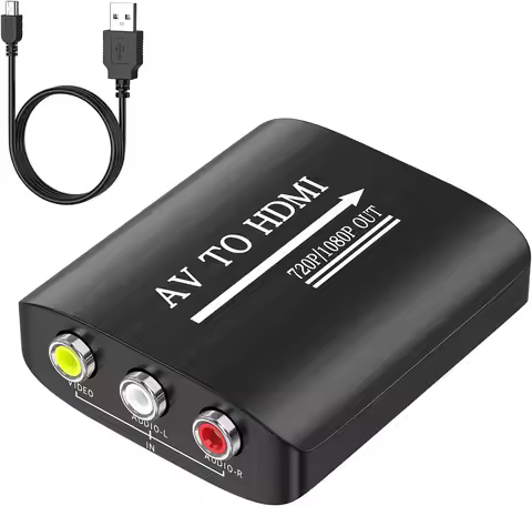 AV to HDMI Converter Adapter for PS1/PS2/PS3/Xbox 360/WII/N64/SNES/STB/VHS/VCR/DVD Players, Supports