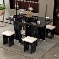 RAMEY Foldable Dining Table Set Space Save Slideable Multi-function Dining Table With 4 Chairs