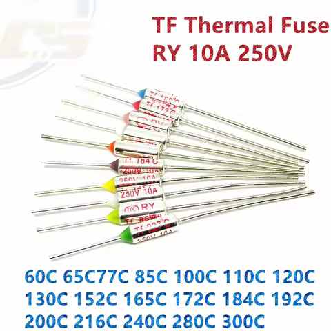 5PCS/LOT TF Thermal Fuse RY 10A 250V 60C 65C77C 85C 100C 110C 120C 130C 152C 165C 172C 184C 192C 200