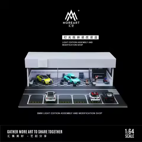 MoreArt 1/64 BM Classic Alloy car model modification Shop Light version scene set