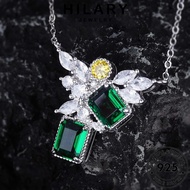 HILARY JEWELRY Luxury 純銀項鏈 Emerald Silver Korean Sterling Rantai Pendant Original Perempuan For Chain Necklace 925 Leher Women Perak Accessories N1599