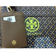 （卡其焦糖咖）🌟全新Tory Burch 美國正品防刮皮革附吊繩證件套