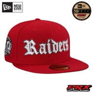 NEW ERA 59FIFTY FITTED LAS VEGAS RAIDERS 60TH ANNIVERSARY METALLIC SCRIPT RED PRIME EDITION HAT CAP
