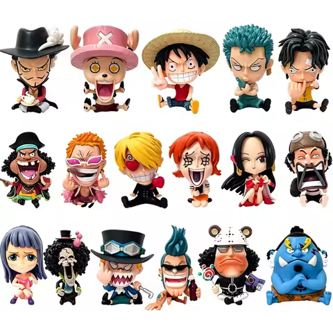 Chibi Big-Headed Luffy One Piece GK Sitting Pose Zoro Chopper Enel Empress Action Figures Anime Toys