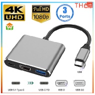 USB Port to HDMI Adapter Type C HUB OTG 3-IN-1 4K HDMI Support for Laptops Tablet