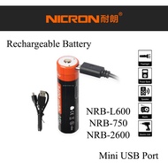 [ 1 UNIT ] NICRON NRB-L600 NRB-750 NRB-2600 600Mah 750Mah 2600Mah Rechargeable Battery Mini USB Port